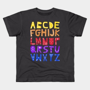 Decorated Alphabet (bright colors) Kids T-Shirt